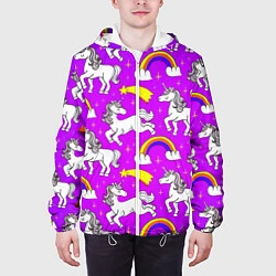 Куртка с капюшоном мужская Единороги паттерн, цвет: 3D-белый — фото 2