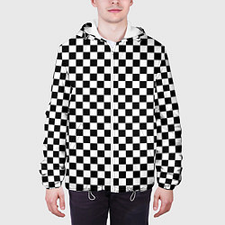 Куртка с капюшоном мужская Шахматка мелкая, цвет: 3D-белый — фото 2