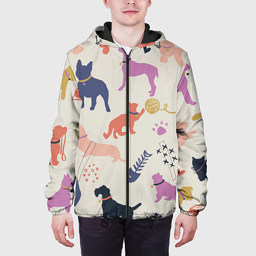 Мужская куртка Домашние животные паттерн / 3D-Черный – фото 3