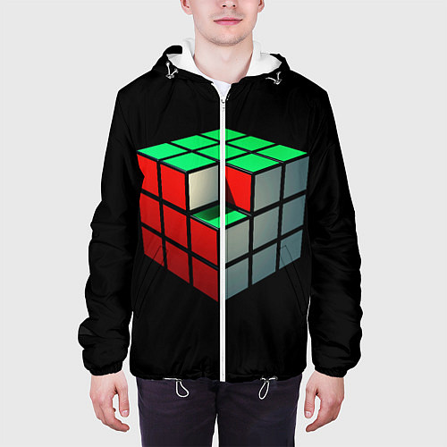 Мужская куртка Кубик Рубика / 3D-Белый – фото 3