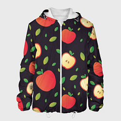 Куртка с капюшоном мужская Яблочный узор, цвет: 3D-белый