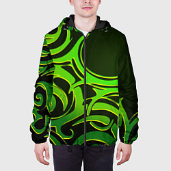 Куртка с капюшоном мужская Узоры, цвет: 3D-черный — фото 2