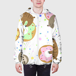 Куртка с капюшоном мужская Милый Ленивец, цвет: 3D-белый — фото 2