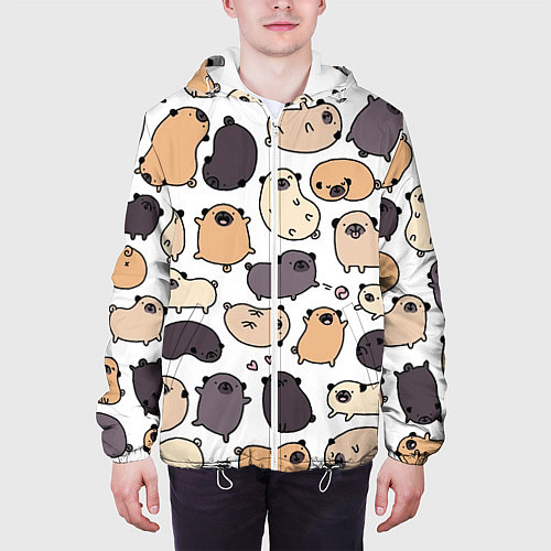 Мужская куртка Милые мопсы / 3D-Белый – фото 3