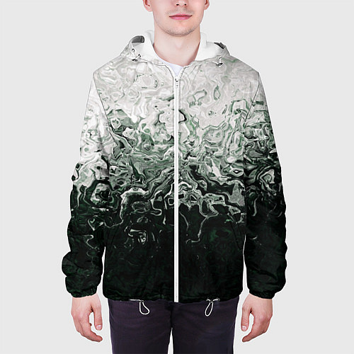 Мужская куртка Разводы жидкость абстракция / 3D-Белый – фото 3