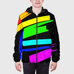 Куртка с капюшоном мужская НЕОНОВЫЕ КРАСКИ, цвет: 3D-черный — фото 2