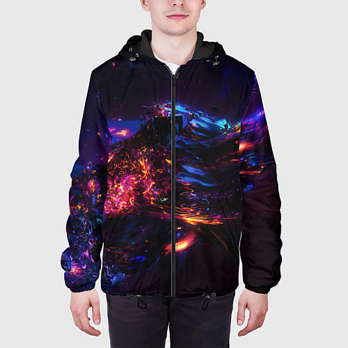 Мужская куртка ФРАКТАЛЬНЫЙ НЕОН / 3D-Черный – фото 3