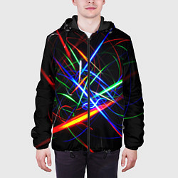 Куртка с капюшоном мужская ФРАКТАЛЬНЫЕ ИСКРЫ, цвет: 3D-черный — фото 2