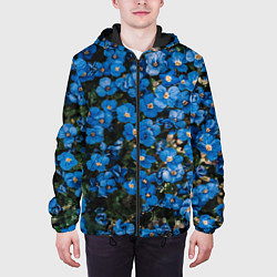 Куртка с капюшоном мужская Поле синих цветов фиалки лето, цвет: 3D-черный — фото 2