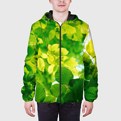 Куртка с капюшоном мужская Листья, цвет: 3D-черный — фото 2