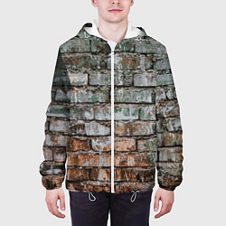 Куртка с капюшоном мужская Кирпичная стена потеки краска, цвет: 3D-белый — фото 2