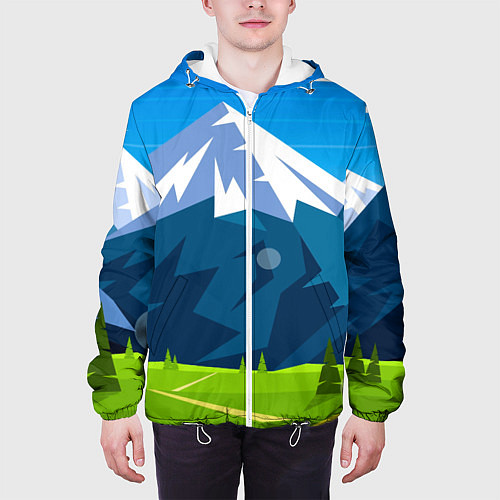 Мужская куртка Горы пейзаж природа вектор / 3D-Белый – фото 3