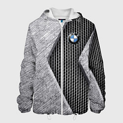Куртка с капюшоном мужская BMW - emblem - metal - texture, цвет: 3D-белый