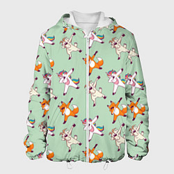 Куртка с капюшоном мужская Dabbing Animals, цвет: 3D-белый