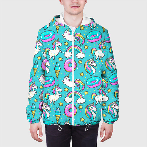 Мужская куртка Turquoise unicorn / 3D-Белый – фото 3