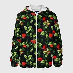 Куртка с капюшоном мужская Цветочный сад, цвет: 3D-белый