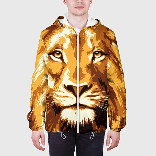 Мужская куртка Взгляд льва / 3D-Белый – фото 3