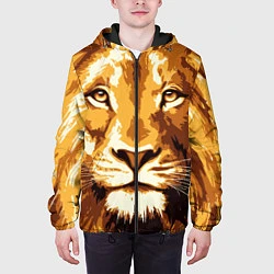 Куртка с капюшоном мужская Взгляд льва, цвет: 3D-черный — фото 2