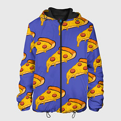 Куртка с капюшоном мужская Кусочки пиццы, цвет: 3D-черный