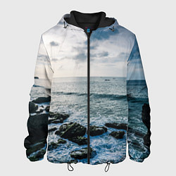 Куртка с капюшоном мужская Море, цвет: 3D-черный