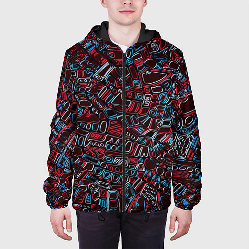 Мужская куртка Абстракция Неони / 3D-Черный – фото 3