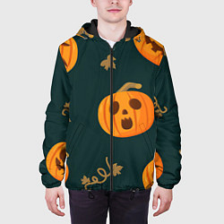 Куртка с капюшоном мужская Осенние тыквы, цвет: 3D-черный — фото 2
