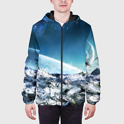 Куртка с капюшоном мужская Космос S, цвет: 3D-черный — фото 2