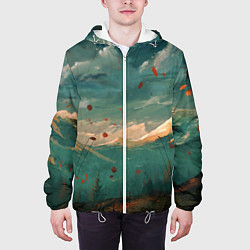 Куртка с капюшоном мужская Горы, цвет: 3D-белый — фото 2