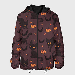 Куртка с капюшоном мужская Хэллоуиновский кот, цвет: 3D-черный