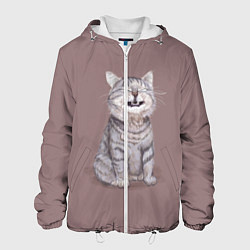 Куртка с капюшоном мужская Котёнок ыыы, цвет: 3D-белый