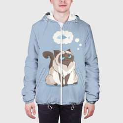 Куртка с капюшоном мужская Голодный котейка, цвет: 3D-белый — фото 2