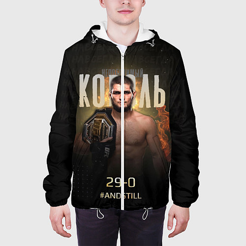 Мужская куртка Хабиб Нурмагомедов - Король v2 / 3D-Белый – фото 3