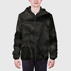 Куртка с капюшоном мужская Черная кожа, цвет: 3D-черный — фото 2