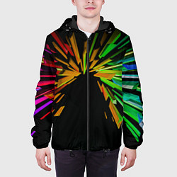 Куртка с капюшоном мужская Осколки кристалла, цвет: 3D-черный — фото 2