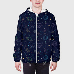 Куртка с капюшоном мужская Далекий космос, цвет: 3D-белый — фото 2