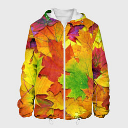 Куртка с капюшоном мужская Осенние листья, цвет: 3D-белый