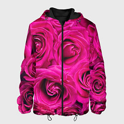 Куртка с капюшоном мужская Розы, цвет: 3D-черный