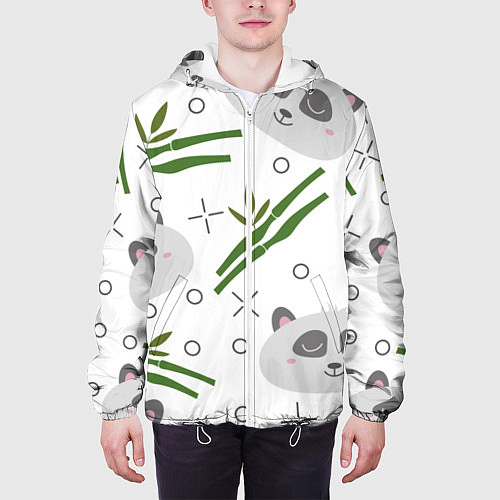 Мужская куртка Панда с бамбуком / 3D-Белый – фото 3