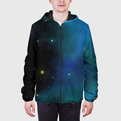 Куртка с капюшоном мужская Туманный космос, цвет: 3D-черный — фото 2