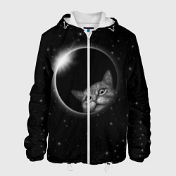 Куртка с капюшоном мужская Кот в Космосе, цвет: 3D-белый