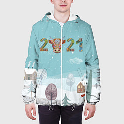 Куртка с капюшоном мужская Год быка 2021, цвет: 3D-белый — фото 2