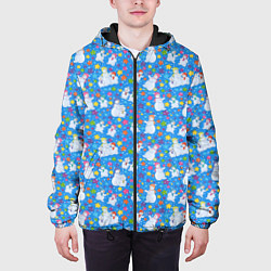 Куртка с капюшоном мужская Снеговики, цвет: 3D-черный — фото 2