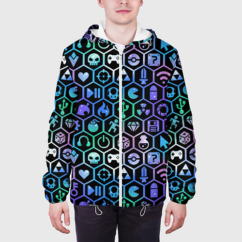 Мужская куртка Компьютерные игровые символы / 3D-Белый – фото 3