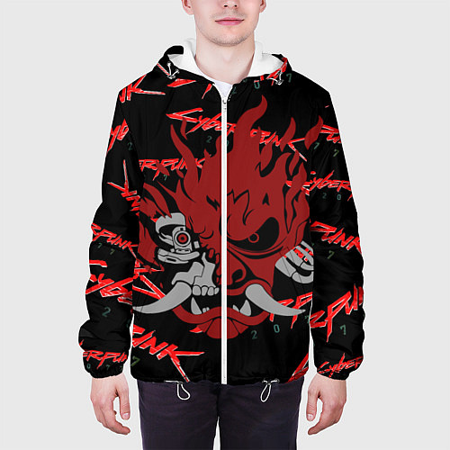 Мужская куртка Cyberpunk2077 red samurai / 3D-Белый – фото 3
