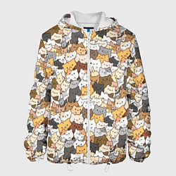 Куртка с капюшоном мужская Котики муркотики, цвет: 3D-белый