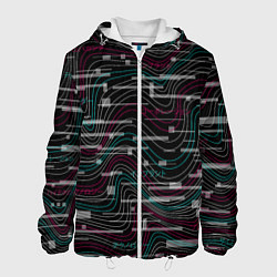 Куртка с капюшоном мужская Cyberpunk Waves, цвет: 3D-белый