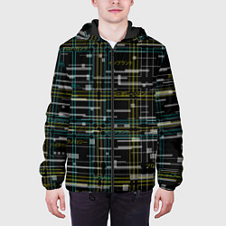 Куртка с капюшоном мужская Cyberpunk Tartan, цвет: 3D-черный — фото 2