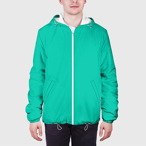 Мужская куртка Бискайский зеленый без рисунка / 3D-Белый – фото 3