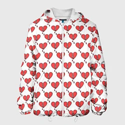 Куртка с капюшоном мужская Разбитое Сердце, цвет: 3D-белый