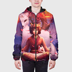 Куртка с капюшоном мужская Девушка-лиса, цвет: 3D-черный — фото 2